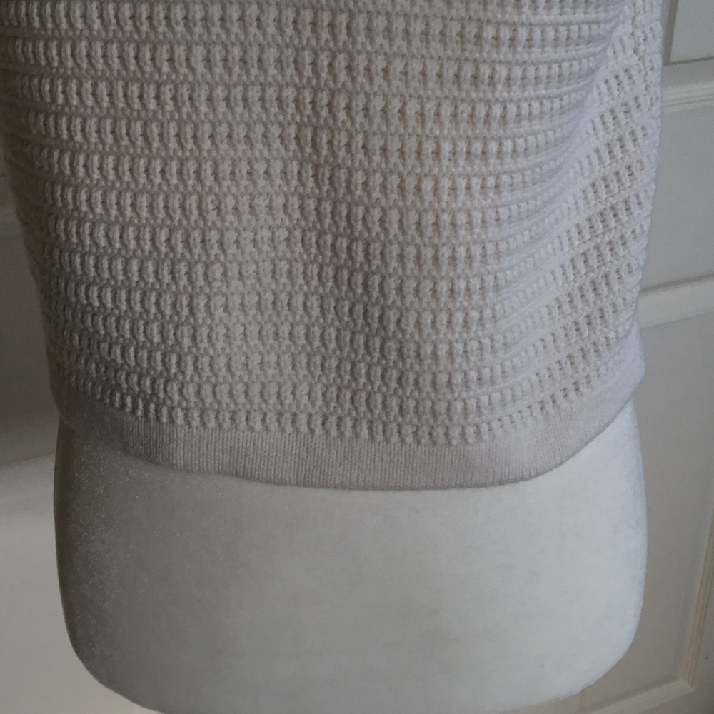 White Sleeveless Knit Button Front Vest with Gold Buttons - Picture 8 of 8